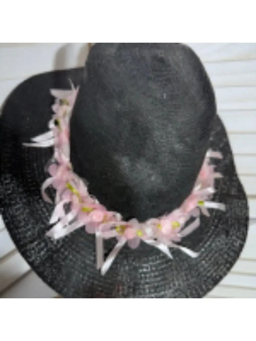 Handcrafted Cowboy Hat Floral Applique Black OS